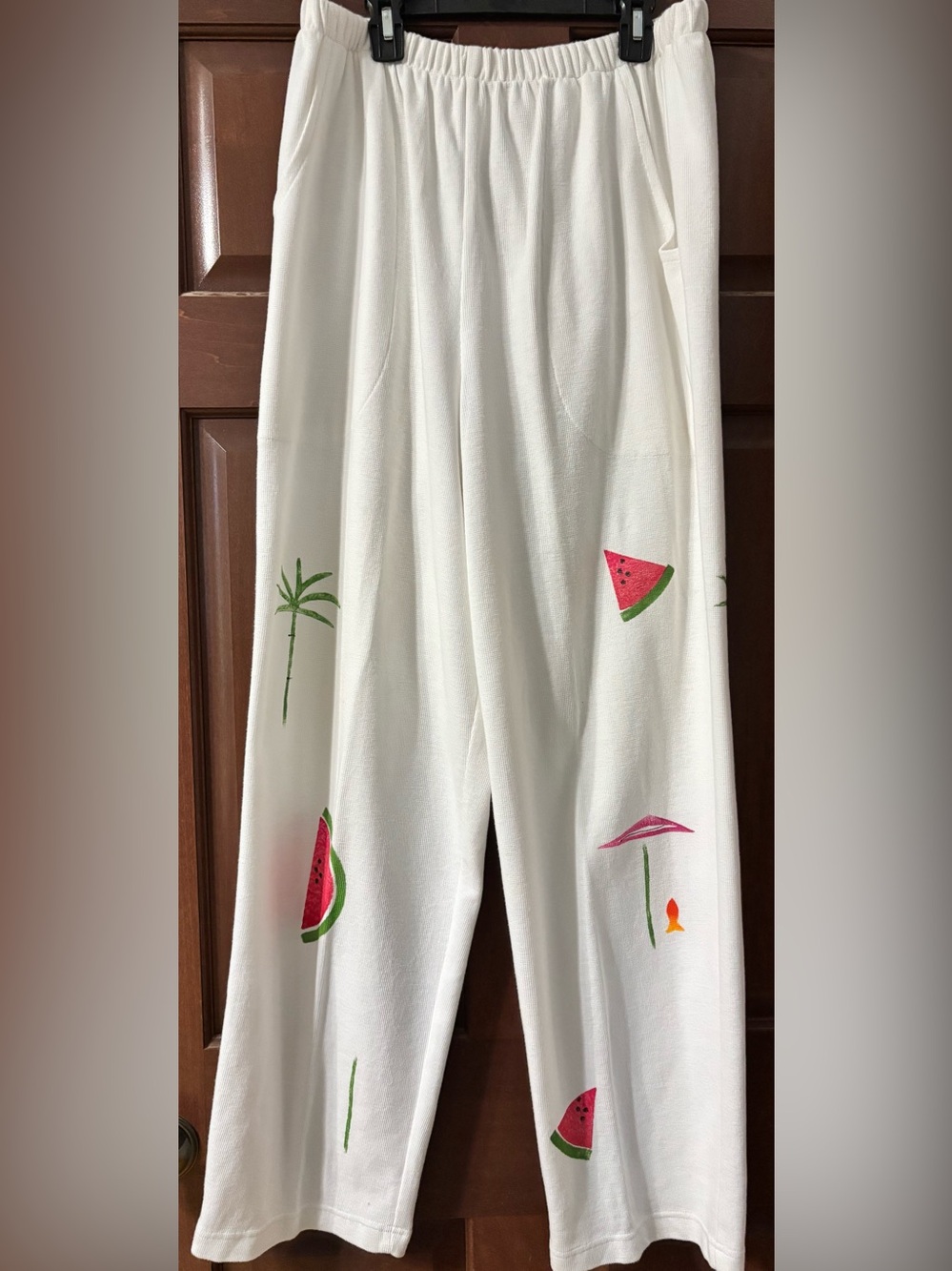 Unique find!  White hand painted pants from Play Alegre size XL made in the USA
